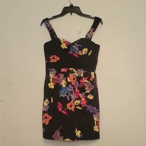 Candie's Black Dress with Colorful Floral Design